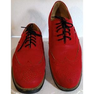 Phat Farm Classic Men's RED SUEDE Dress Wingtip Oxfords Lace up. Faux SZ 10 US